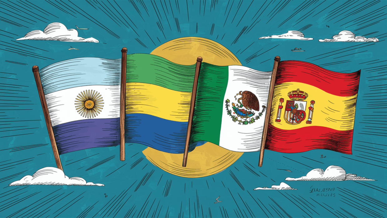 Spanish Speaking Countries Flags Illustration